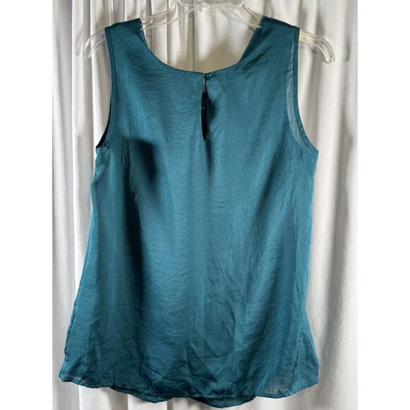 Violet & Claire Sleeveless Scrunched Front Blouse Teal M career preppy 73-46 - Picture 5 of 13